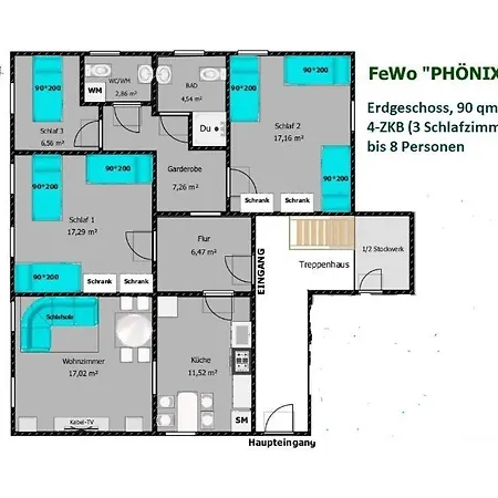 PHÖNIX-1 bis 8 Personen, Terrasse, Garten, 1A Lage! *